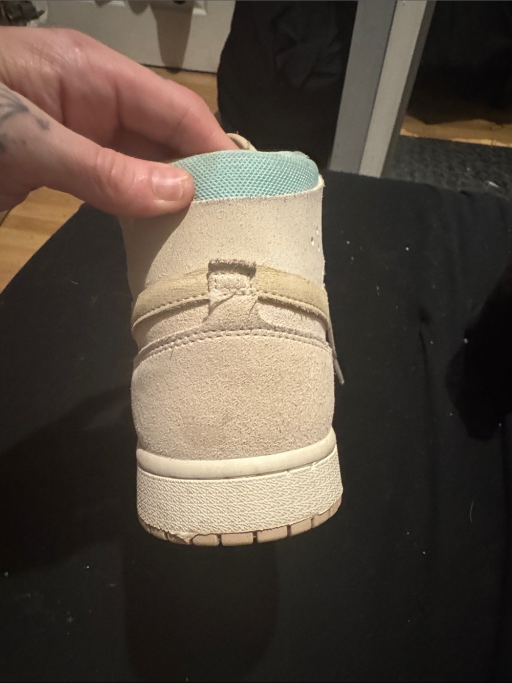 Nike Women’s High-Top Sneakers in Cream with Light Blue Accents - Picture 4 of 7